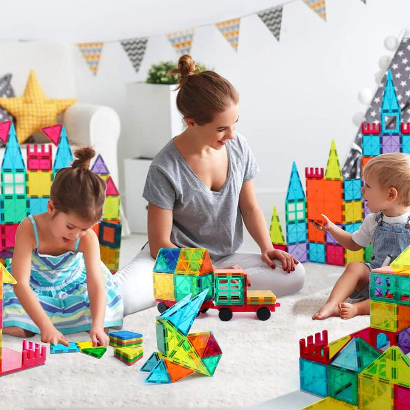 Jasonwell 100pcs Magnetic Tiles Building Blocks Set for Boys Girls Preschool Educational Magnet Construction Kit Stacking STEM Toys Christmas Birthday Gift for Kids Toddler 3 4 5 6 7 8 9 10 + Year Old