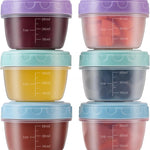 Salad Dressing Container to Go with lids Dishwasher and Microwave Safe | Tiny Condiment Containers with Graduated Lines, Reusable Leakproof Small Sauce Containers for Lunch Box 6 Pcs 2.7 OZ Mixed 1