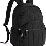 BAGSMART College Laptop Backpack, Travel Backpack for Women, Quilted Casual Daypack, Water-Resistant Bookbag for 15.6 Inch Laptop, Black