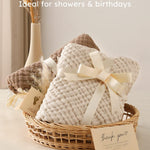 Yoofoss Hooded Baby Towels for Newborn 2 Pack 100% Muslin Organic Cotton Baby Bath Towel with Hood for Babies, Infant, Toddler and Kids, 32x32Inch, Soft and Absorbent Newborn Essential, Beige&Coffee