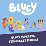 Bluey Super Fan Figurines for Toddlers Set, 11 Character Pack with Exclusive Figures, Toddler Figurine Toys Includes Bluey, Bingo & More, Ages 3+