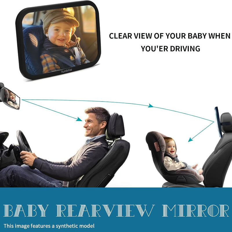 Baby Car Mirror Backseat, Black | Most Stable, Premium Matte Finish, Ultra High Definition PMMA Material, Secure and Shatterproof