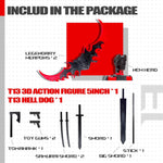 T13 3D Action Figure Set (Assembly Completed),Dummy Robot Titan 13 Action Figures,3D Printed Toys Multi-Jointed Movable (Black/Red)