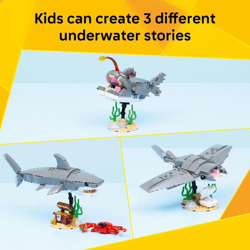 LEGO Creator Fierce Shark with Treasure Chest Building Toy for Kids, Ages 8+ - 3 in 1 Shark and Sea Animal Toy