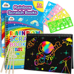ZMLM 2-Pack Rainbow Scratch Notebook Art-Crafts Gift for Kids 3-12 Years Old