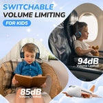 JoySpark Kids Bluetooth Headphones, 60 Hours Playtime, Bluetooth 5.4 Kids Headphones Wireless, Type-C Fast Charging, 85/94dB Volume Limited, Foldable Toddler Wireless Headsets with Mic-Black Blue