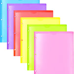 Heavy Duty Plastic Folders with Clear Front Pocket - 18PCS, 3 Pockets Folders with Prongs and Card Slot, for Letter Size Sheets, Bright Colors