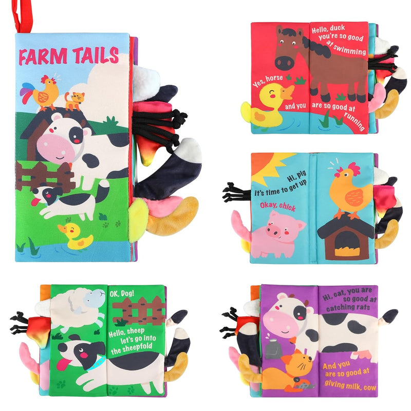 beiens baby books toys, touch and feel crinkle cloth book for infant 0-12 months, early development interactive stroller soft toys