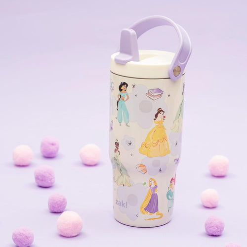 Zak Designs Disney Princess Siply 20oz Leak-Proof Straw Insulated Tumbler | BPA Free, Stainless Steel, Handle, Cupholder Friendly, Dishwasher Safe, Kids Water Bottle For School, Home, Travel, Ariel