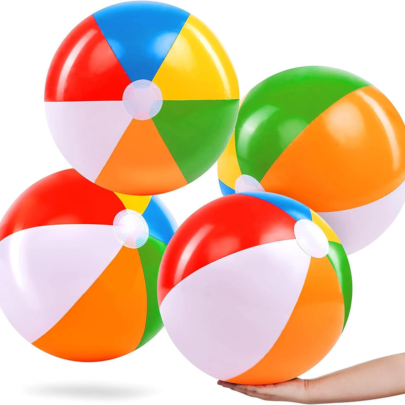 JOYIN 4-Pack 20" Beach Balls - Large Rainbow Beach Ball Inflatable Pool Toys for Party Supplies Decorations, Adults Kids Birthday Luau Summer Beach Water Games Beachball Party Favors