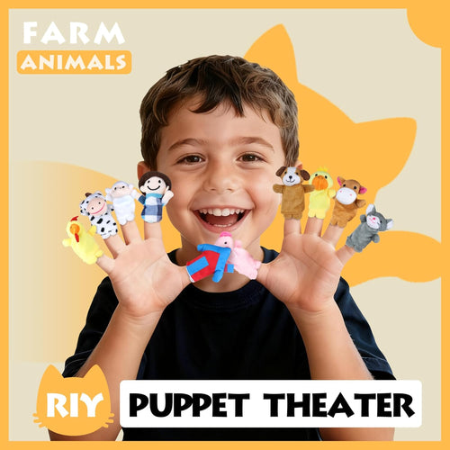 RIY 10-Piece Old Macdonald Had A Farm Finger Puppets Set for Story Time, Educational Play, and Imaginative Learning, crafted from Soft Velvet Cloth