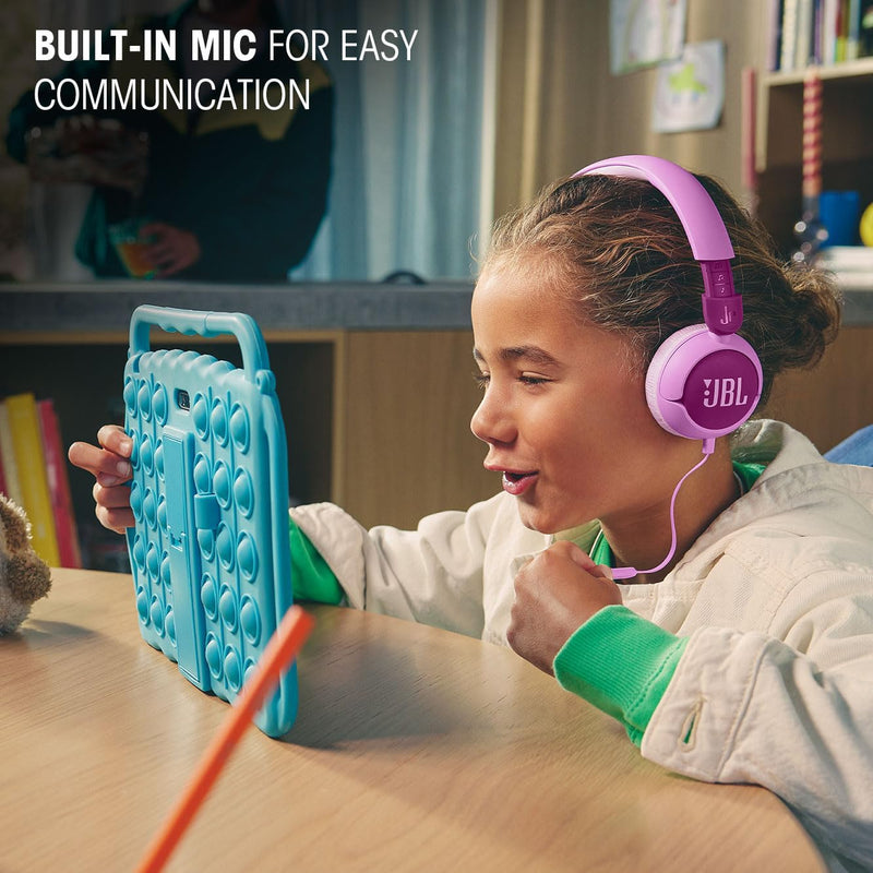 JBL Junior 320 - Wired On-Ear Kids Headphones with Safe Sound and Built-in Mic