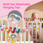 hahaland Car Seat Toys for Babies 0-6 Months Girl Stroller Toy Unicorn | Baby Toys 0-6 6-12 Months - Rattle, Mirror, Crinkle, Squeaky Carseat Toy Hanging Developmental Newborn Baby Birthday Gifts