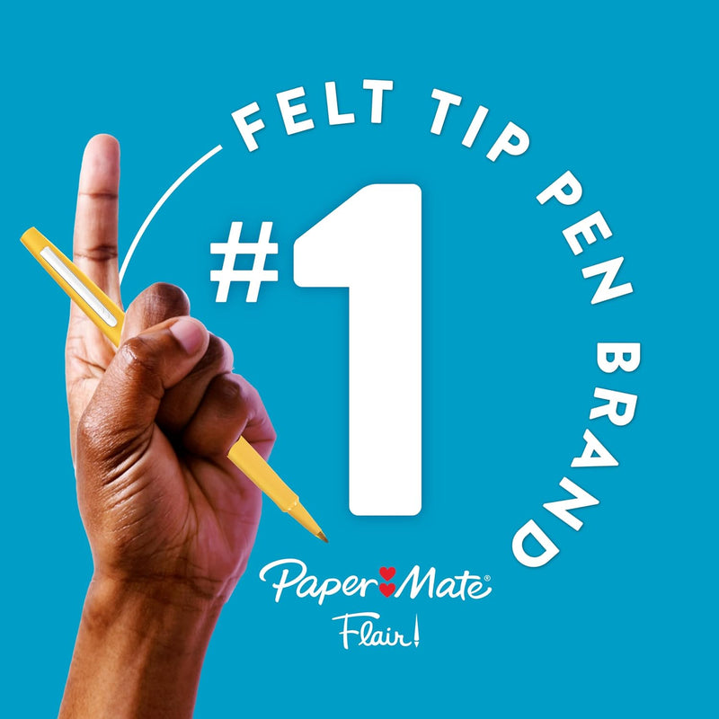 Paper Mate Flair Felt Tip Pens, Medium Point (0.7mm), 12 Count - For Arts & Crafts, Note-Taking, Journaling, School Supplies for Teachers & Students