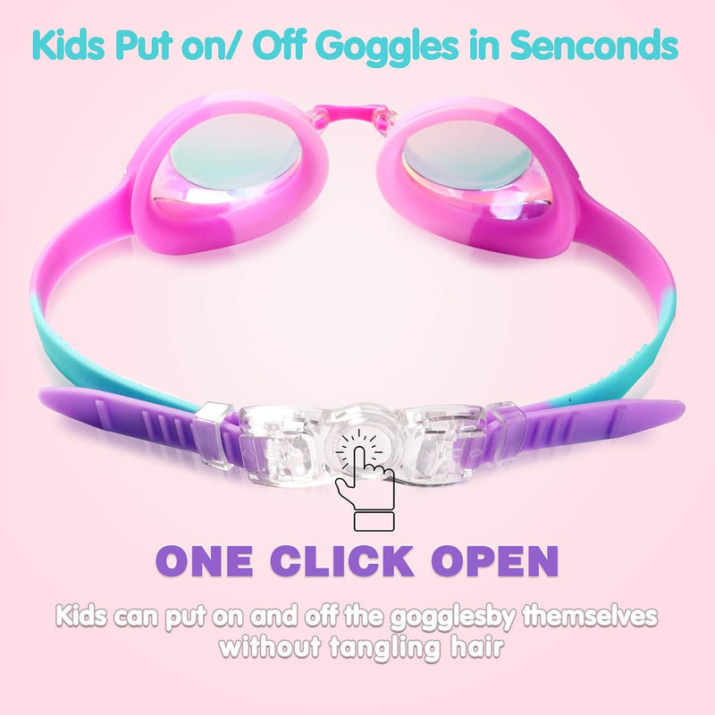 Keary Kids Swim Goggles for Toddler Kids Youth(3-12),Anti-Fog Waterproof Anti-UV Clear Vision Water Pool Goggles