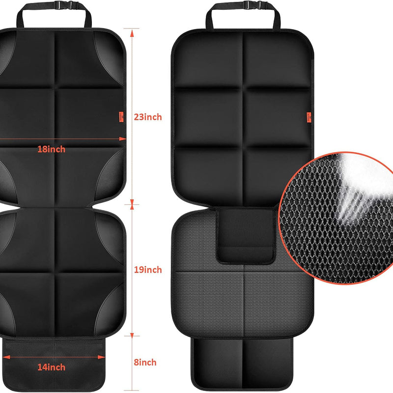 XHYANG Car Seat Protector 1 Pack Car Seat Cushion Mat Thickest Padding,Waterproof 600D Fabric Car Seat Covers for Non-Slip Backing Mesh Pockets for Baby and Pet (Black, 2 Pcs)