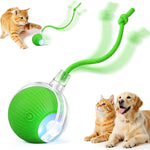 Smart Interactive Automatic Electric Rolling Moving Rechargeable Motion Activated Self Play Electronic Stimulation Chase Teaser Ball Toy with Rope for Indoor Bored Adult Cat and Dog Not Chewing, Pink