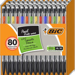 BIC Mechanical Pencils #2 Xtra Smooth, 0.7mm Medium Point, 80 Pack | Bulk Pack of Transparent Barrels with Colored Clips, Teacher Supplies and Classroom Essentials, 80-Count Pack