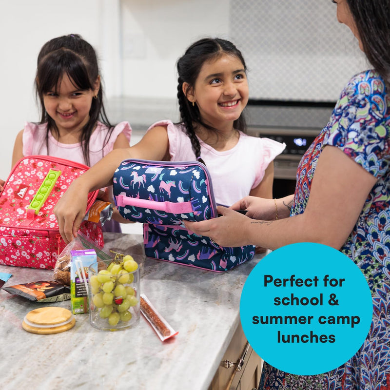 Arctic Zone Kids Lunch Box Combo with Gel Ice Pack and Sandwich Container, 2 Compartment Insulated Bucket for Travel Lunch, Unicorn Princess