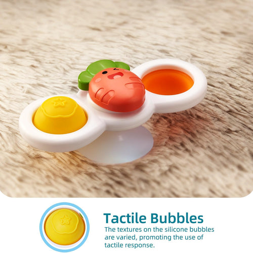 LiKee Strong Suction Cup Fidget Rotating Sensory Bath Toy for Baby, 10+ Months, Airplane Car Travel Table & Window Toy