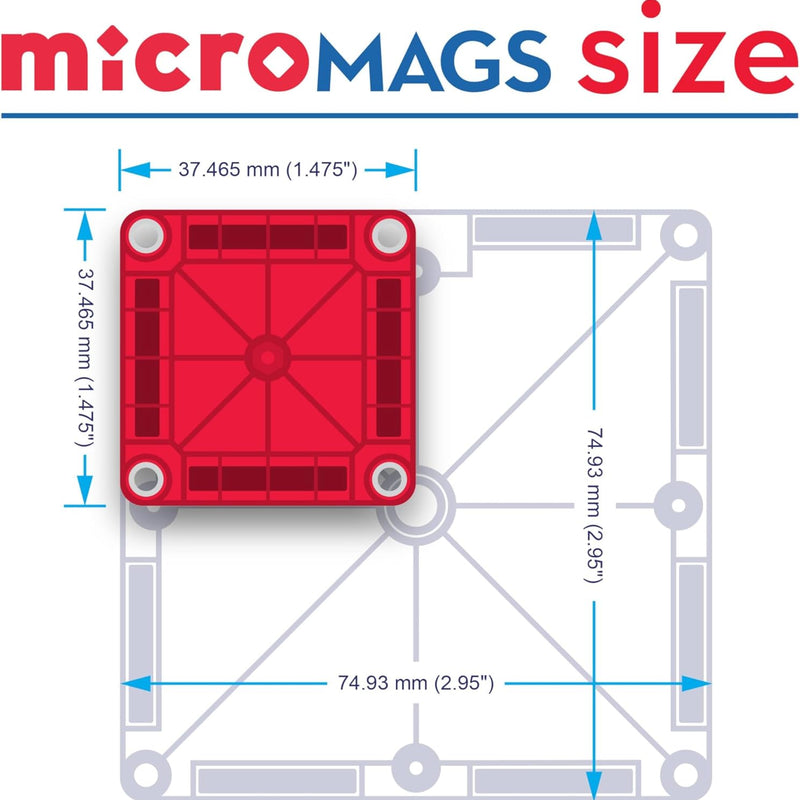 MAGNA-TILES microMAGS Learn Letters 56-Piece Magnetic Construction Set, The Original Magnetic Building Brand