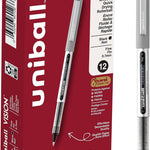 uni-ball Vision Stick Roller Ball Pens, Fine Point, Black Ink, Pack of 4