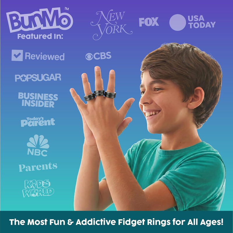 BUNMO Magnetic Fidget Rings – Fidget Toys Adults, Cool Fidgets for Teens, Quiet Fidget Toys, Maximum Strength 8 N50 Magnets, Endless Tricks, Teen Gifts, Fidgets for Kids 8-12, Adult Fidget Toys, Black