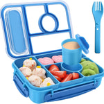 Amathley Bento Box Adult Lunch Box Kids,Lunch Containers for Adults/Kids/Toddler,5 Compartments Bento Lunch Box with Sauce Vontainers,Microwave & Dishwasher & Freezer Safe,BPA-Free (Blue)