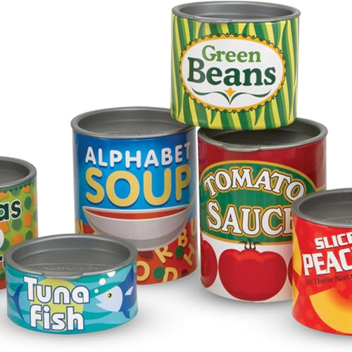 Melissa & Doug Let's Play House Grocery Cans with Removable Lids for Preschool Learning Toys for Girls & Boys 3+