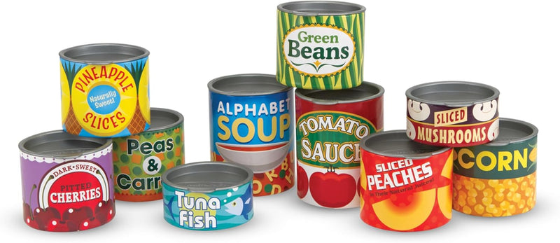 Melissa & Doug Let's Play House Grocery Cans with Removable Lids for Preschool Learning Toys for Girls & Boys 3+