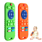 hooku 2 pack silicone teething toys for babies 0-6 months with remote control design and sensory textures