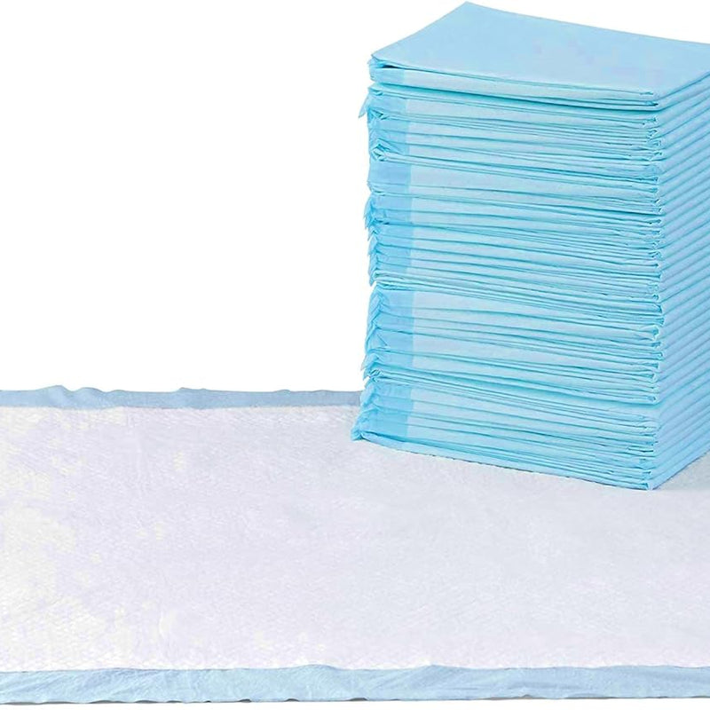 Amazon Basics Leak-Proof Dog and Puppy Potty Training Pee Pads with Quick-Dry 5-Layer Super Absorbent Design, Regular Size 22 x 22 inch, Blue & White, 100 Count