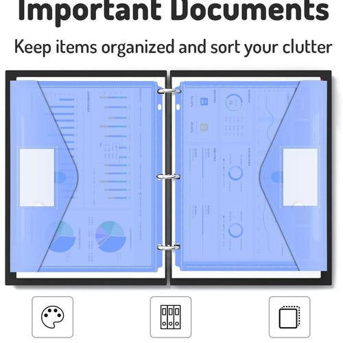 Forvencer Binder Pocket, 10 Pack Super Heavyweight Plastic Folders with Tight Closure, Folders with Pockets Side Loading, Binder Organizer, Binder Dividers with Pockets, Letter Size, Assorted Colors