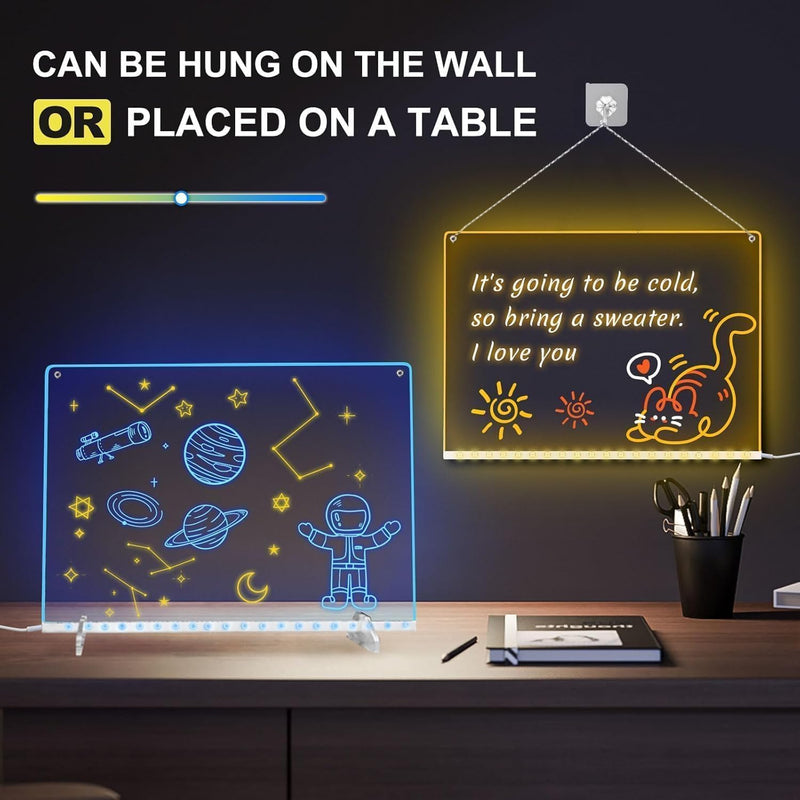 16'' Colorful LED Drawing Board for Kids with 8 RGB Light Modes and 13 Effects - White Tracing Book