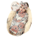 Galabloomer Newborn Receiving Blanket Headband Set Baby Flower Swaddle