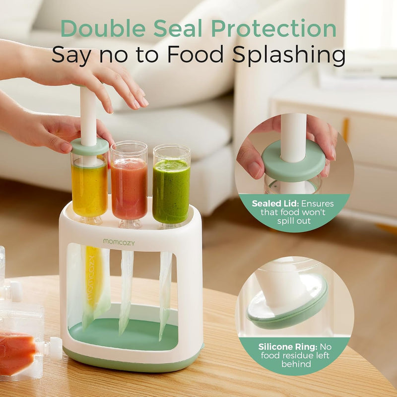 Momcozy Squeeze Station | Baby Food Maker,Pouch Filler for Homemade Baby Puree, BPA-Free, Dishwasher Safe, with Reusable Baby Food Pouches for Toddlers