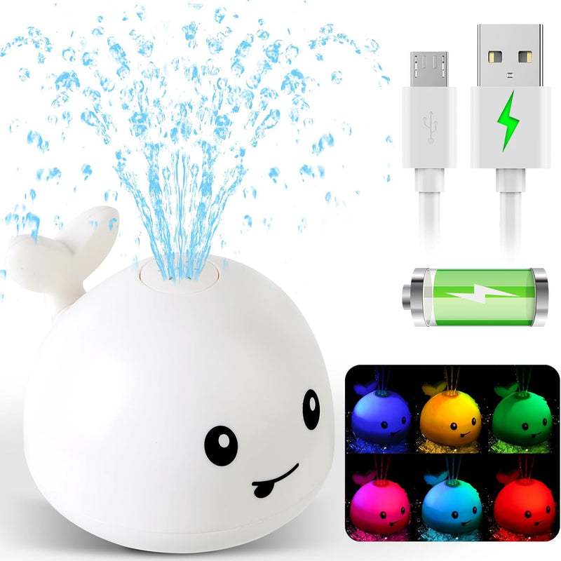 Gigilli Light up Baby Bath Toys for Kids Ages 1-3, Whale Bath Toy Sprinkler, Rechargeable Battery