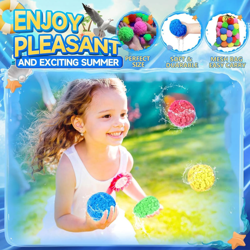BEFANS 60 Pcs Reusable Water Balls, Reusable Water Balloons for Outdoor Toys and Games, Water Toys for Kids and Adults Boys and Girls - Summer Toys Ball for Pool and Backyard Fun