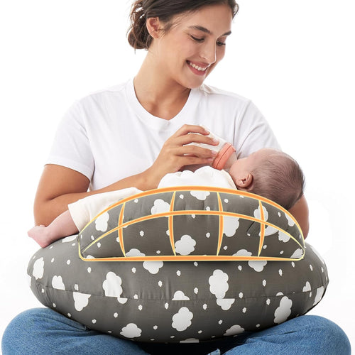 Momcozy Original Nursing Pillow for Breastfeeding - Innovative Safety Guard | Adjustable Waist Strap for All Body Types, Wider Surface for More Support, Removable & Machine-washable Cotton Cover