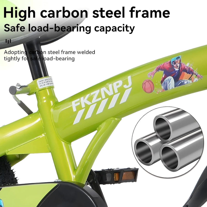 16 18 Inch Kids Bike with Training Wheels, Sturdy Frame and Adjustable Components
