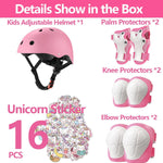 Kids Bike Helmet Set, CPSC Certified, Adjustable Black Helmet, Knee Elbow Wrist Pads Guards, Toddler Head Protection