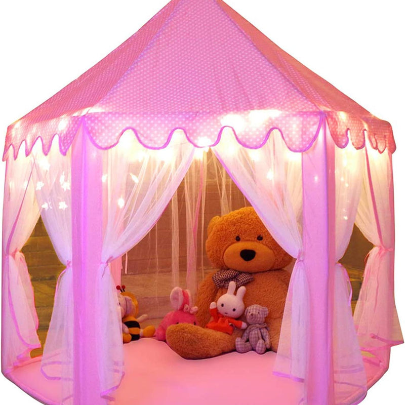 Monobeach Princess Tent Girls Large Playhouse Kids Castle Play Tent with Star Lights Toy for Children Indoor and Outdoor Games, 55'' x 53'' (DxH)