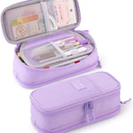 CICIMELON Durable Pen Pencil Case Big Storage Pen Pouch Bag for School Supplies Office College Teen Girls Adults, Purple