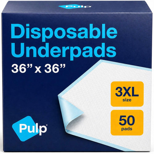PULP Chucks Pads Disposable Adult 36 x 36 | 50 Underpads | Extra Large Absorbent Incontinence Bed Pads | Pee Pads for Adults, Kids, Elderly & Babies | Waterproof & Leakproof | Dog Pads