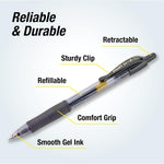 Pilot G2 Premium Refillable & Retractable Rolling Ball Gel Pens, Bold Point, Bold Gel Pens, 1.0 mm, Black Ink, 4-Pack