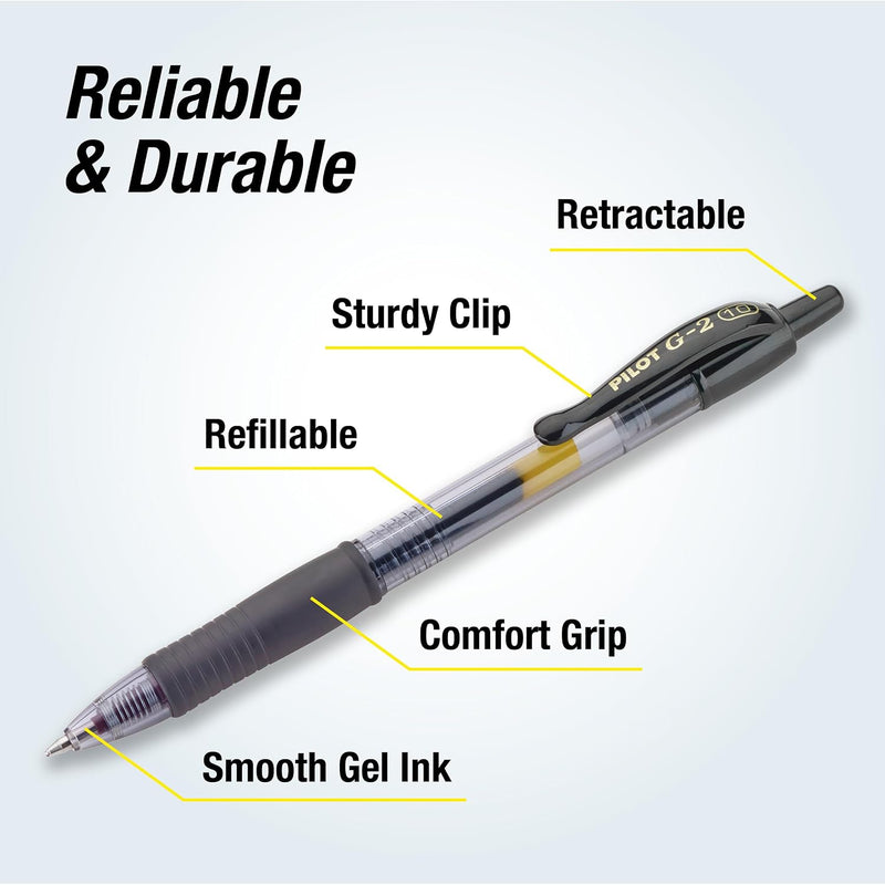 Pilot G2 Premium Refillable & Retractable Rolling Ball Gel Pens, Bold Point, Bold Gel Pens, 1.0 mm, Black Ink, 4-Pack