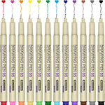 Muchcute Micro Fineliner Drawing Art Pens: 12 Black Fine Line Waterproof Ink Set Artist Supplies Archival Inking Markers Liner Sketch Outline Anime Gifts Manga Sketching Watercolor Zentangle Kit Stuff