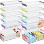 6 Pack Extra Large Pencil Box with Removable Divider, Thickened Pencil Case Bulk, Clear Crayon Marker Organizer Stackable Plastic Small Storage Containers for Pen Craft School Supplies(Grey)