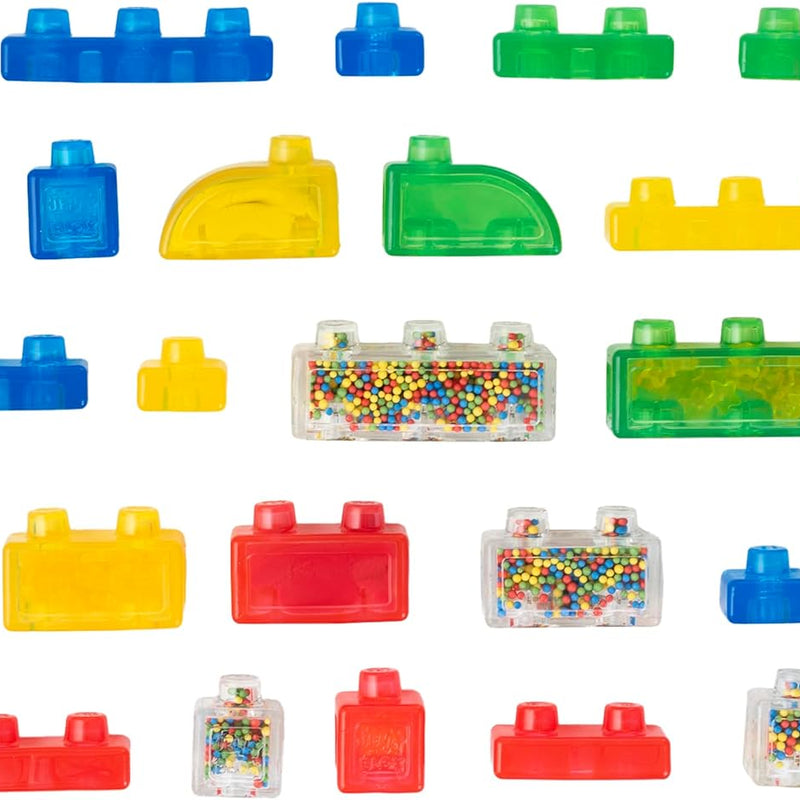 Jelly Blox Stash 'N Stack 2-in-1 Storage Case with 30 Blocks for Toddler Sensory Play Toy Ages 2+
