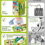 hahaland Busy Book for Toddlers - 20-in-1 Montessori Farm Busy Board for 1 Year Old Gifts, Educational Learning Toys